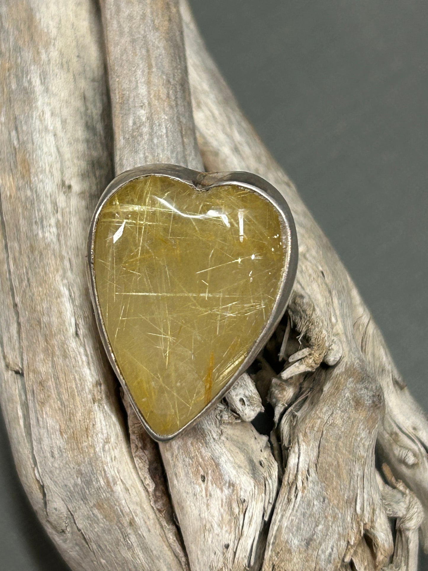 Heart ring-Rutiladed Quartz