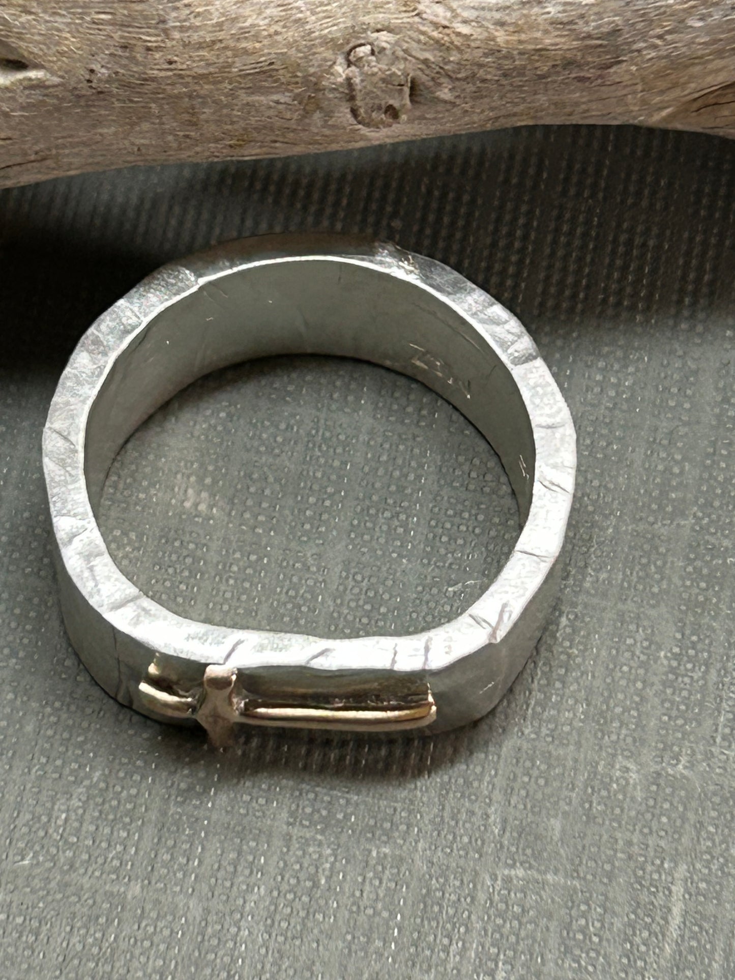 Cross ring- bi-metal gold and silver