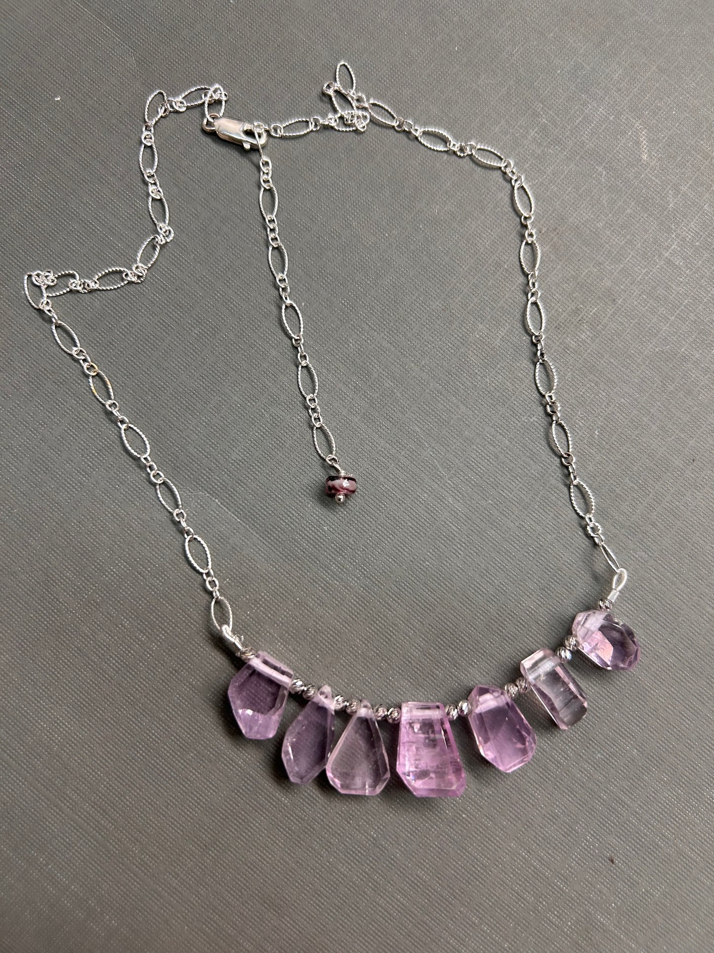 Pink Kunzite and silver necklace
