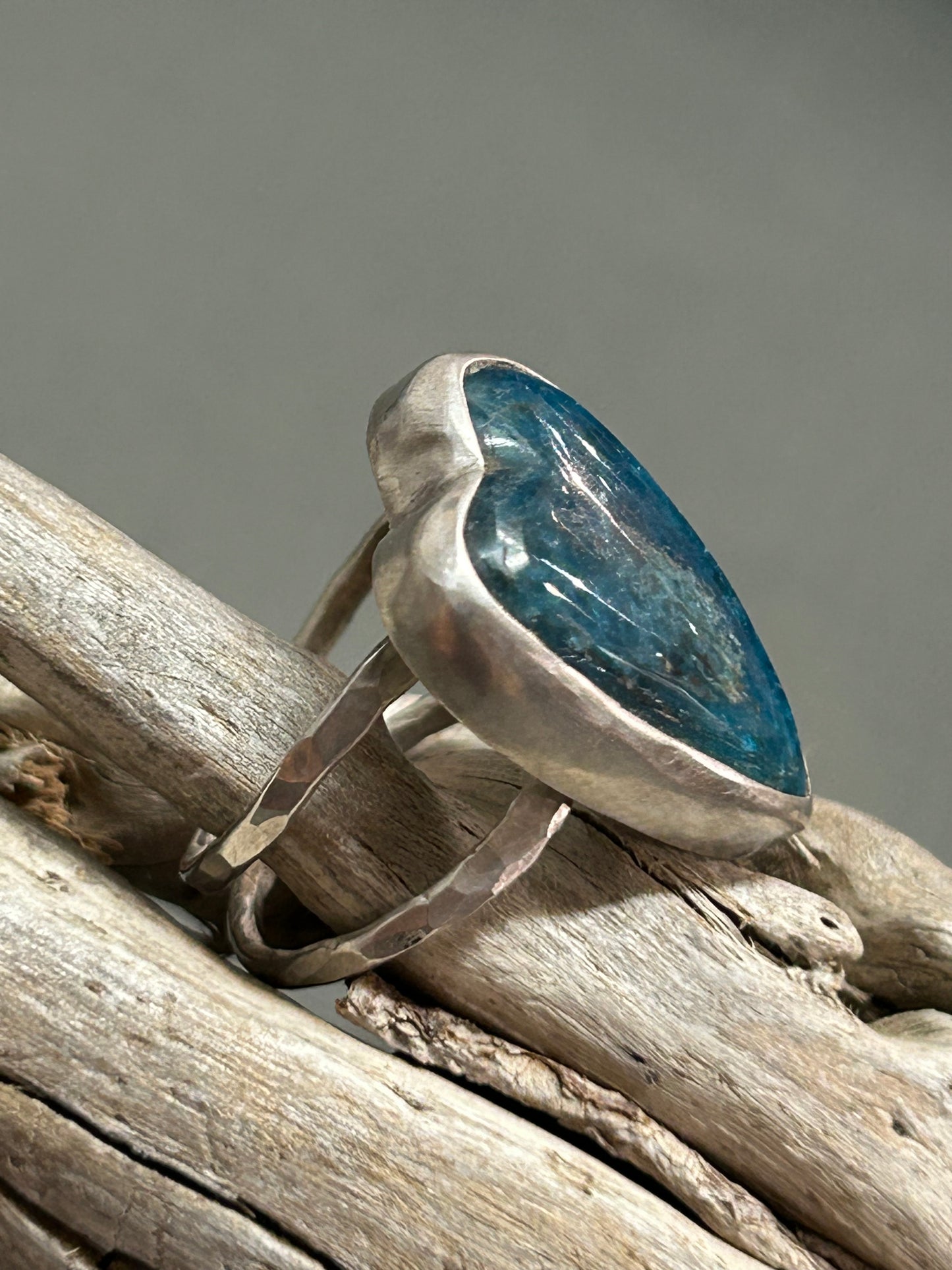 Blue Apatite heart ring