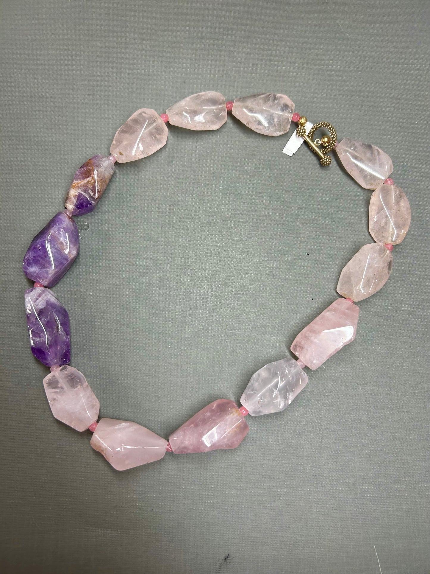Amethyst and Rose Quartz Statement Necklace