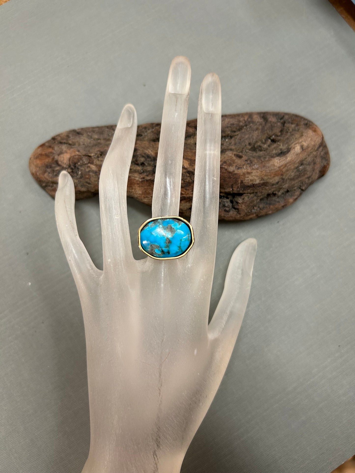 Blue turquoise gold ring