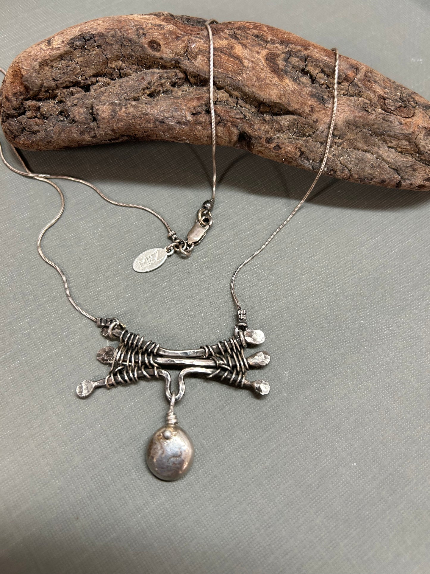 Weaved silver necklace- branches
