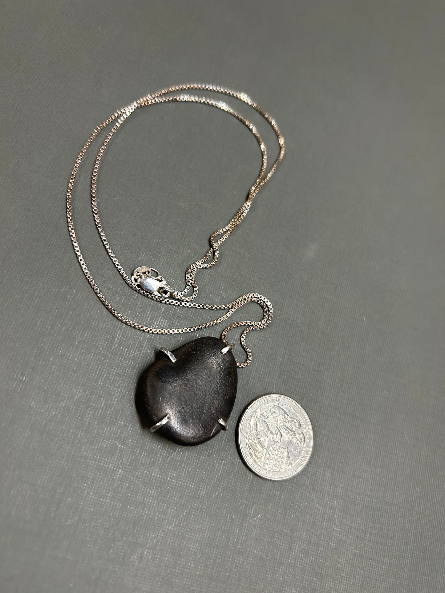 Black beach stone necklace.