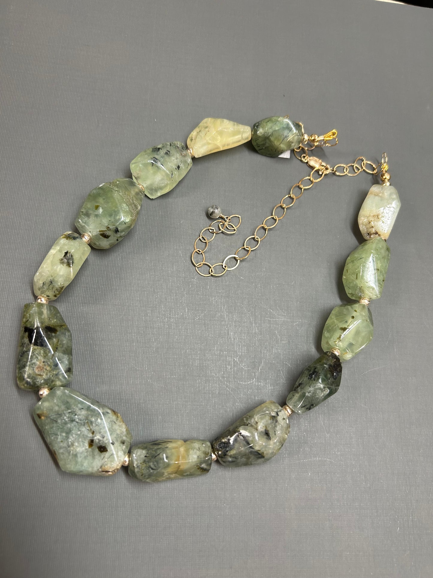 Prehnite green chunky necklace