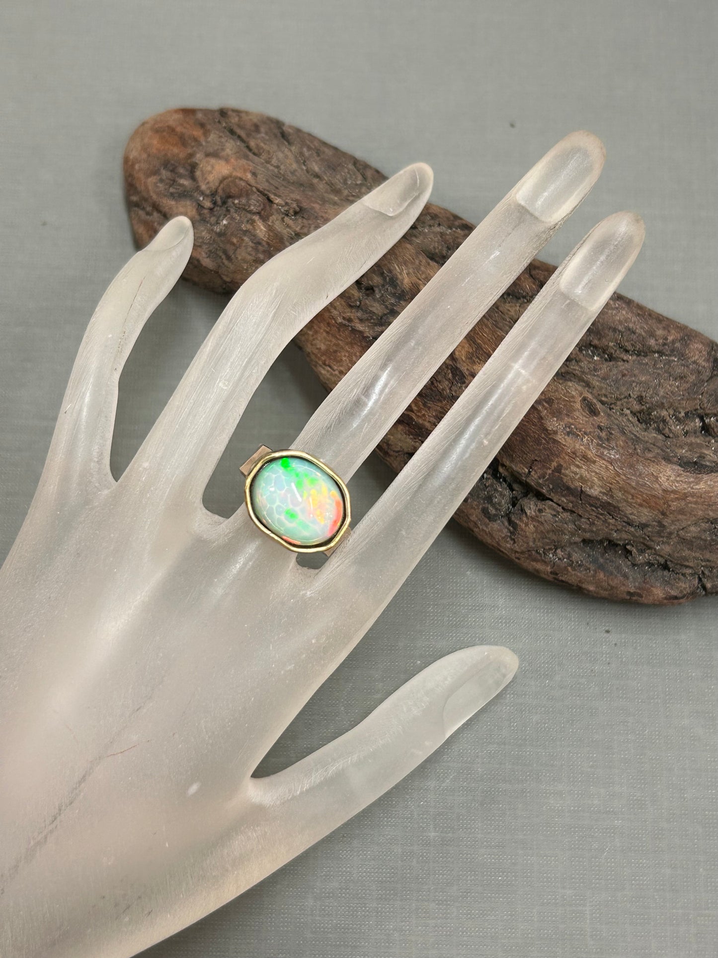 Rainbow Opal Gold ring