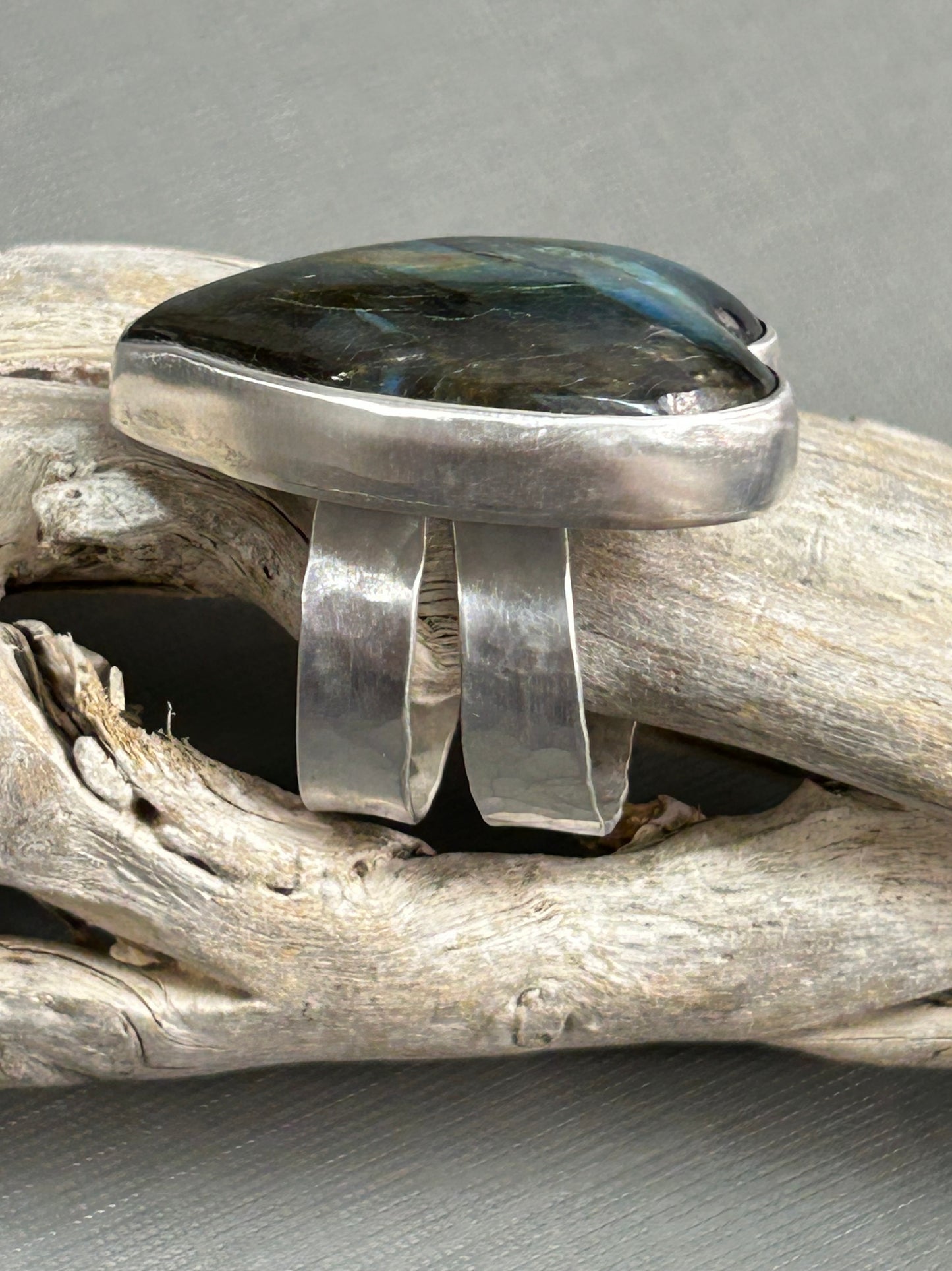 Labradorite Heart Silver Ring