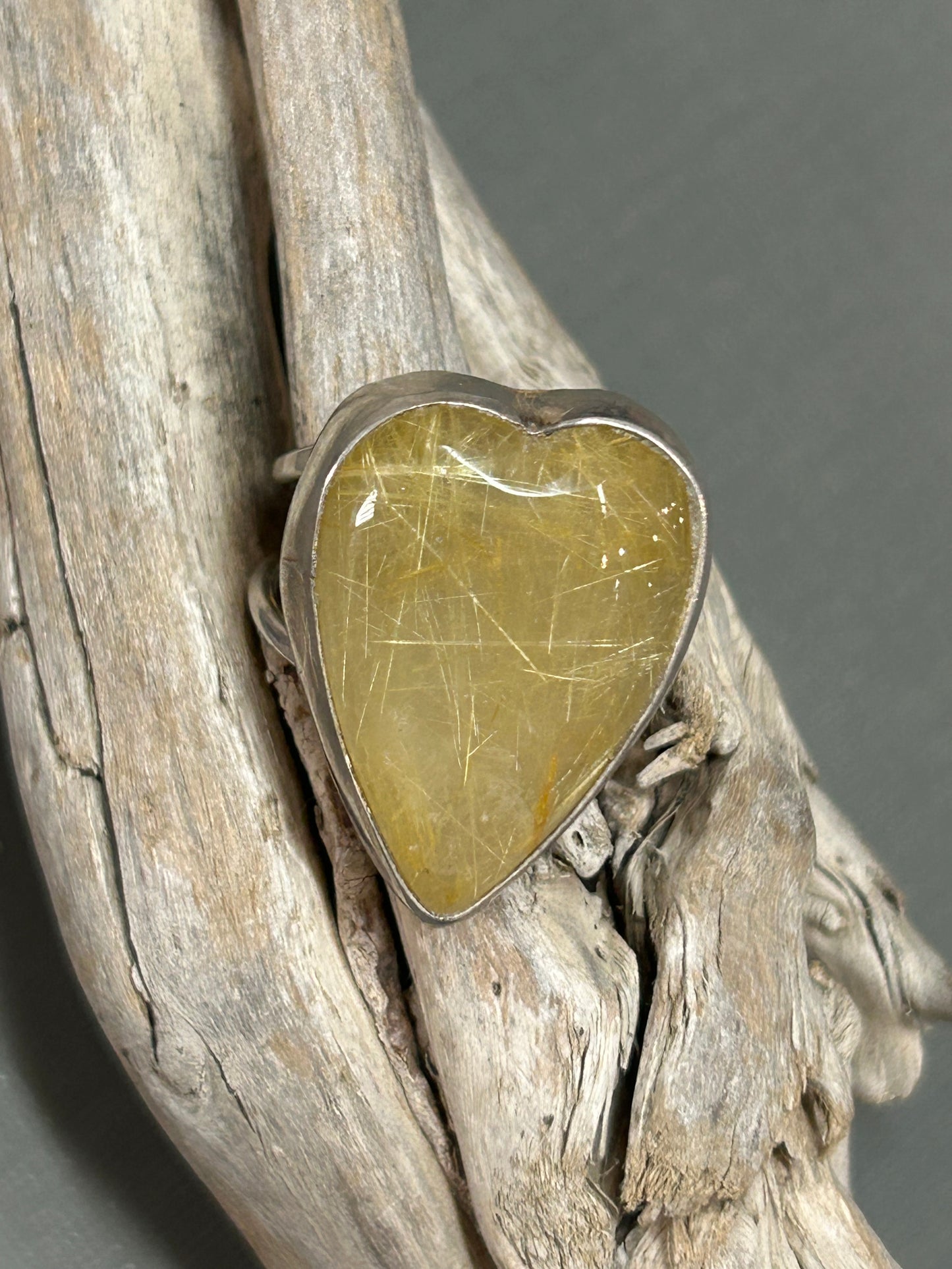 Heart ring-Rutiladed Quartz