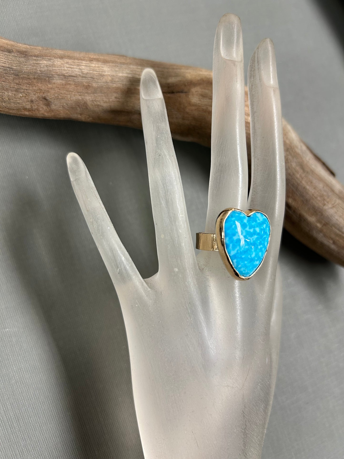 Turquoise Heart ring- Gold