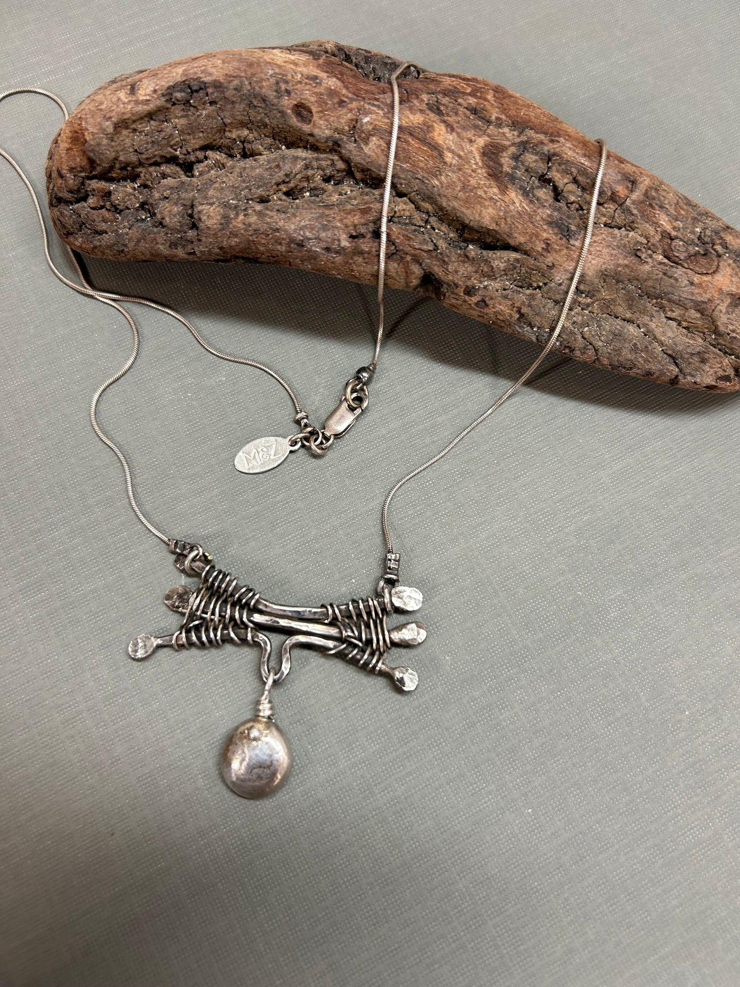 Weaved silver necklace- branches
