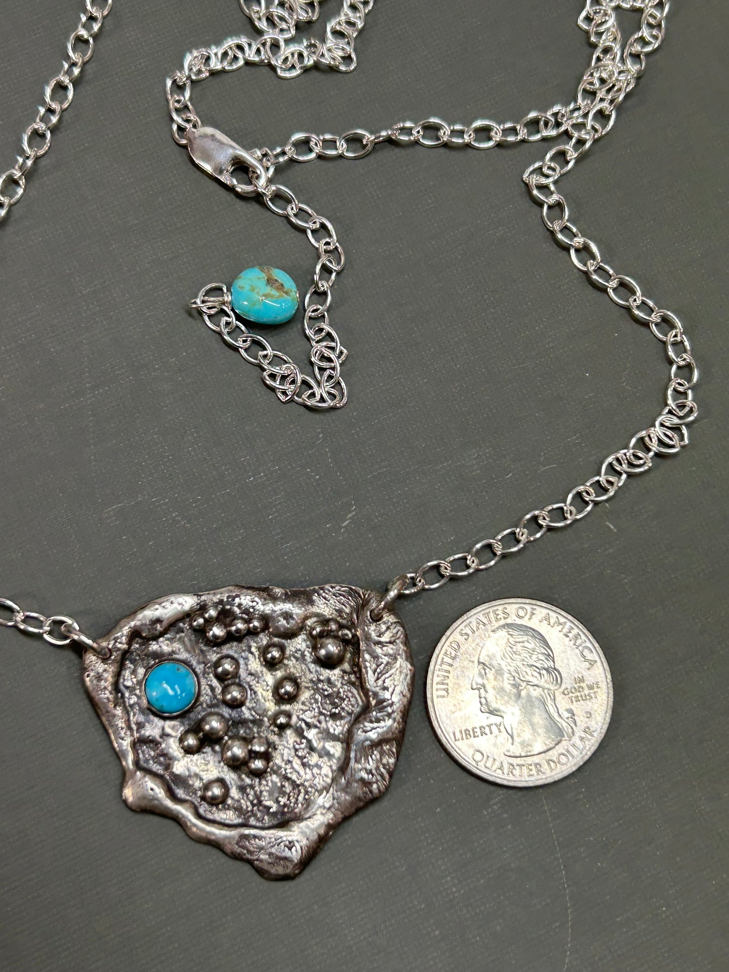 Recycled silver Turquoise necklace