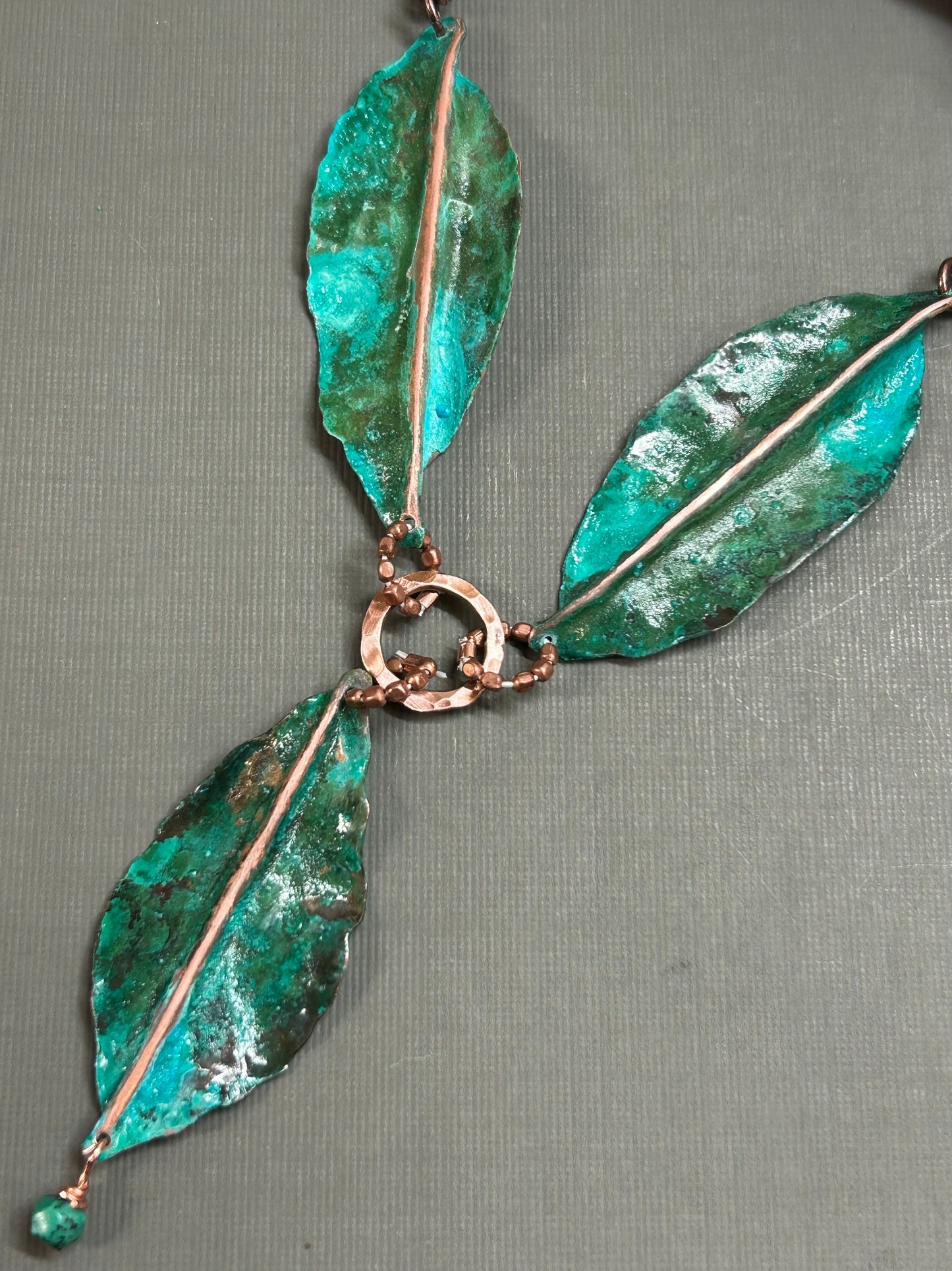 Turquoise leaves necklace