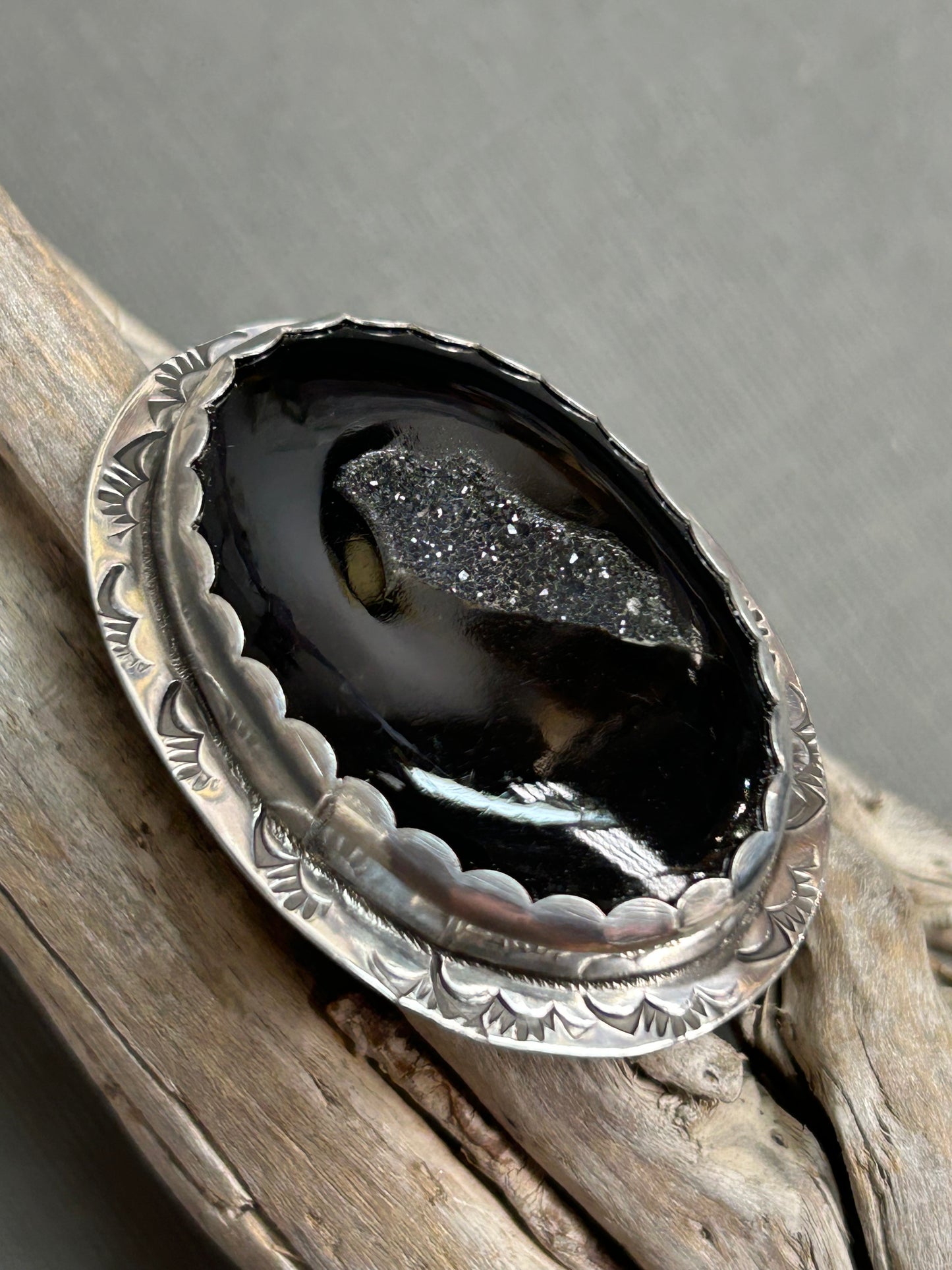 Black onyx ring-silver