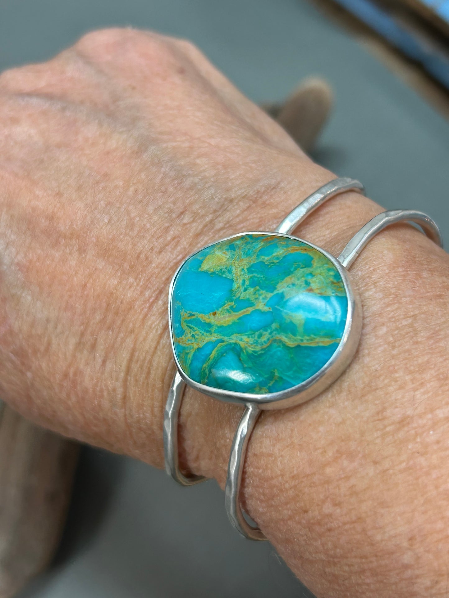 Turquoise cuff sterling silver-Bracelet