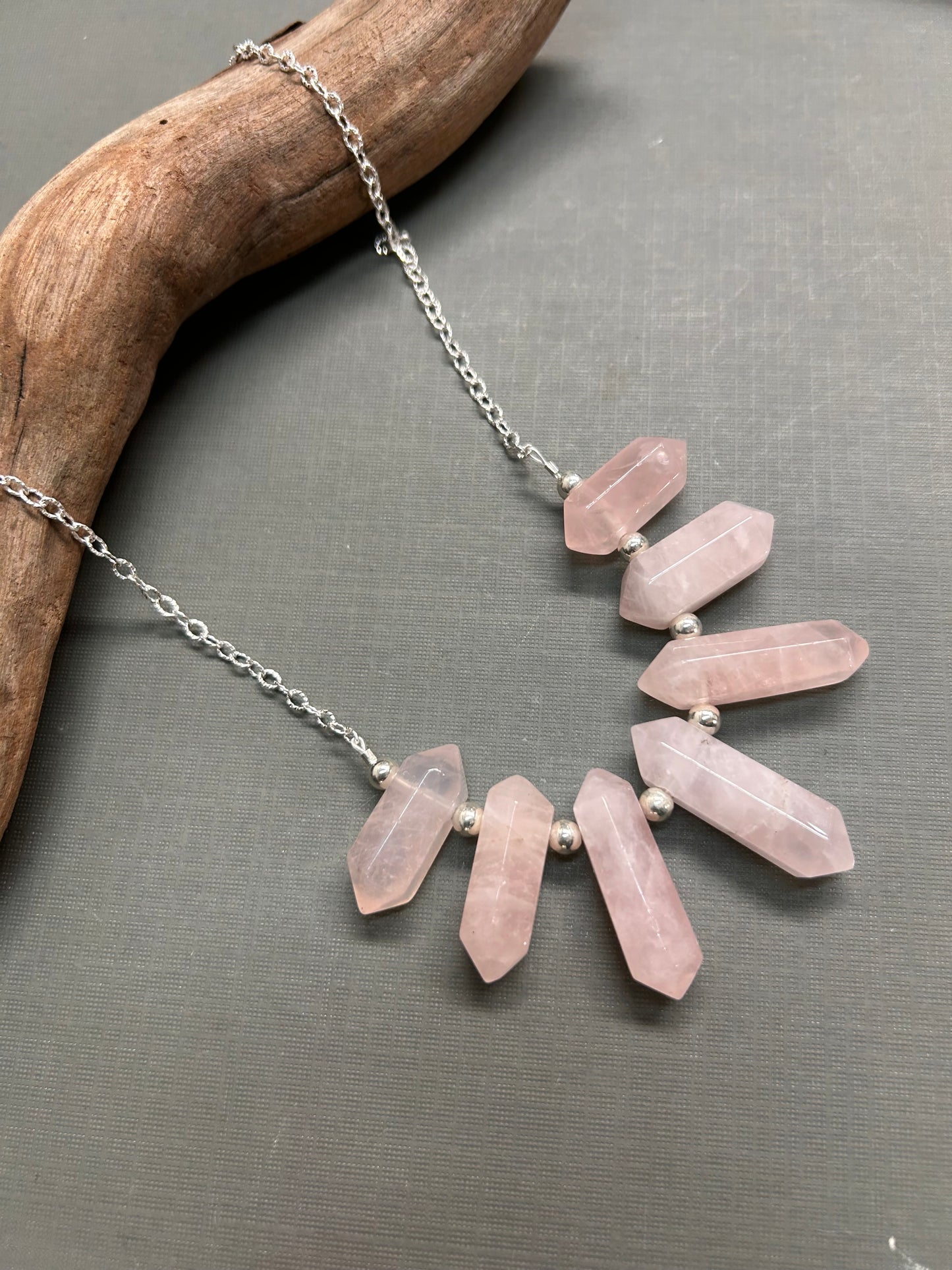 Love necklace Rose Quartz spears