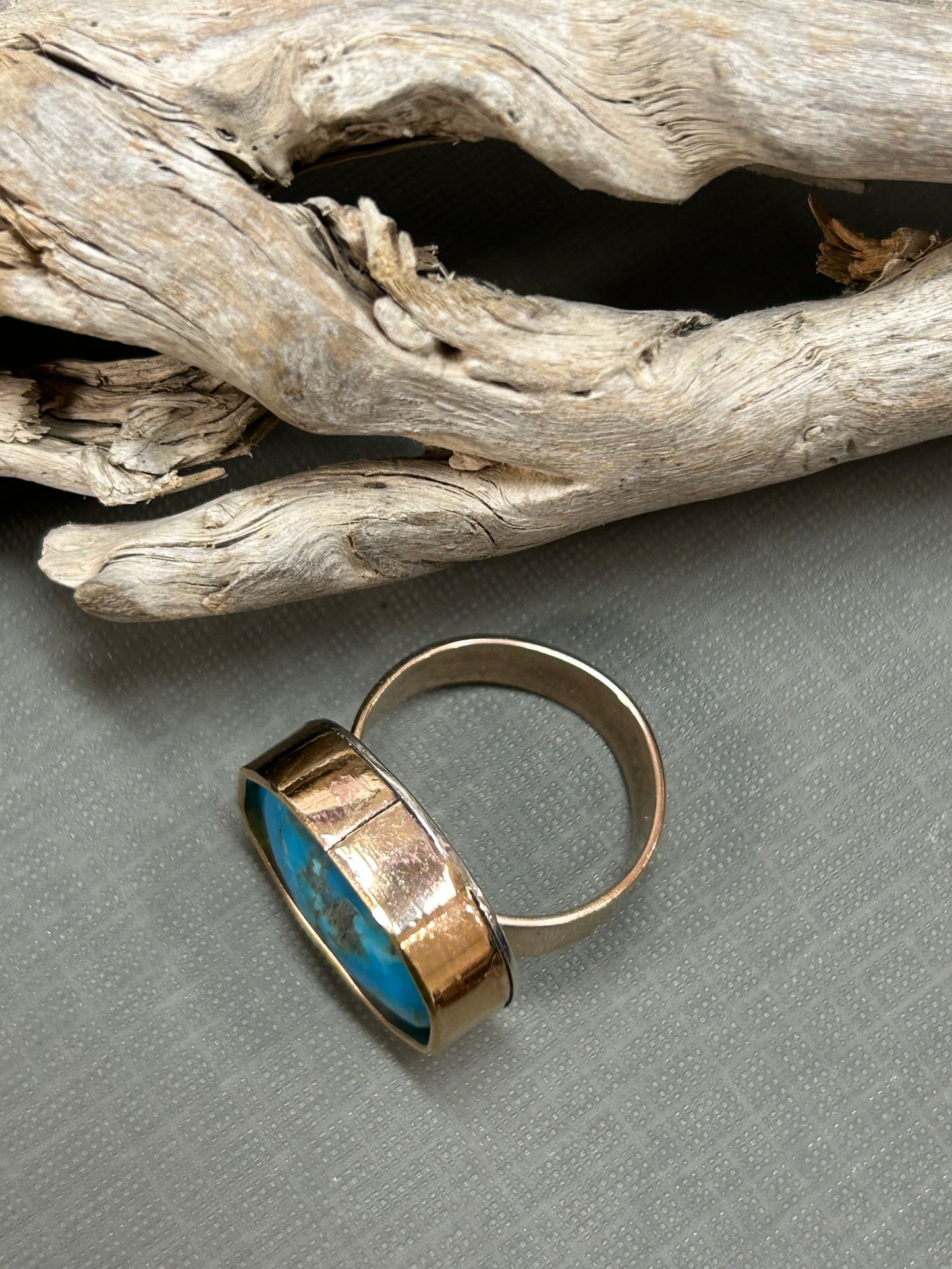 Blue turquoise gold ring