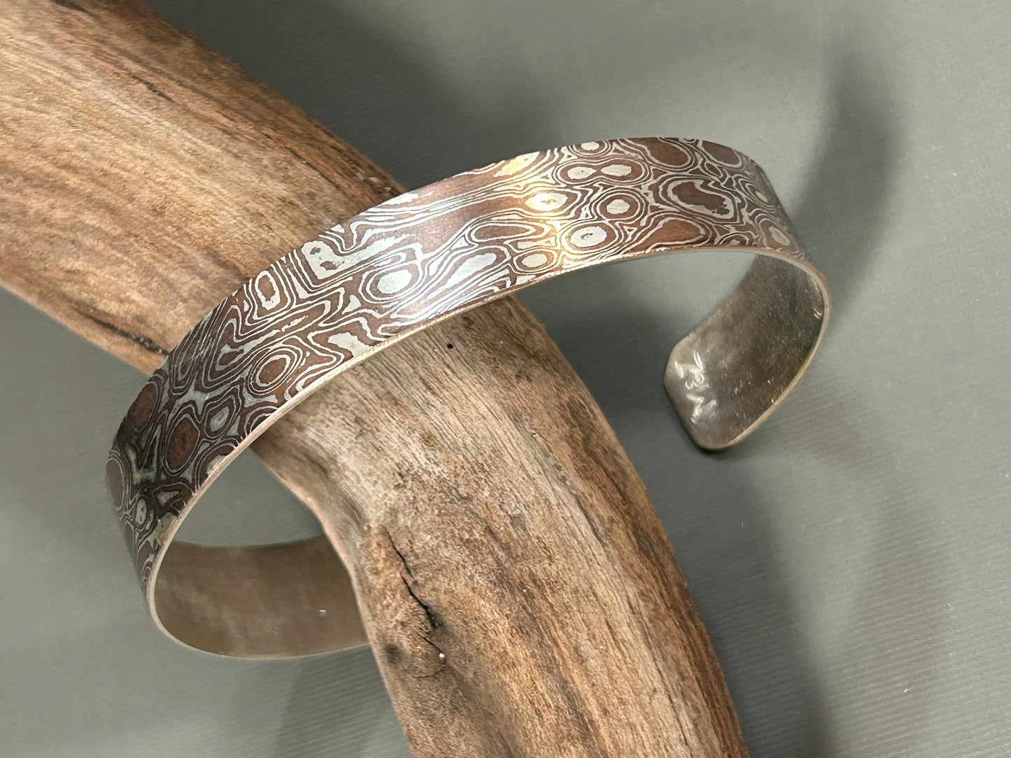 Mokume cuff-silver and copper