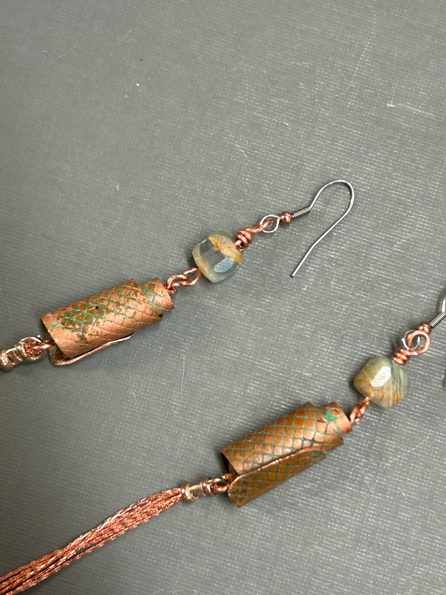Long copper earrings