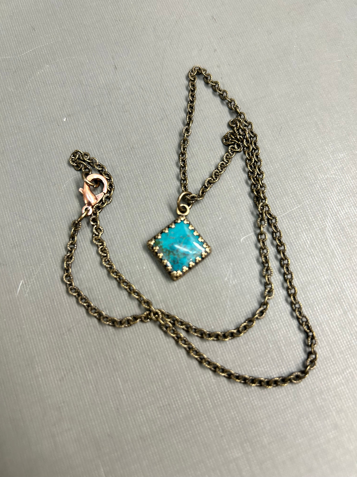 Square Turquoise necklace antique setting