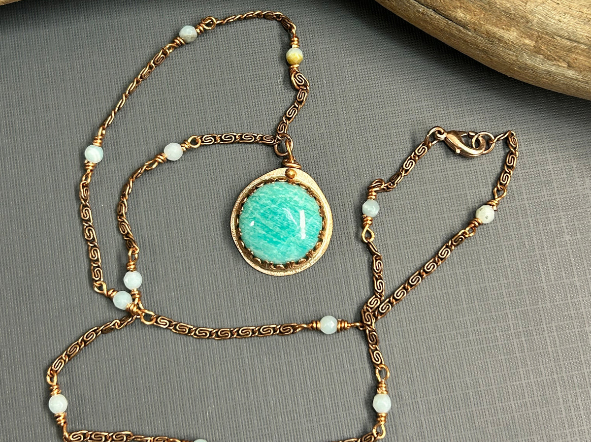 Amazonite in Copper setting, necklace
