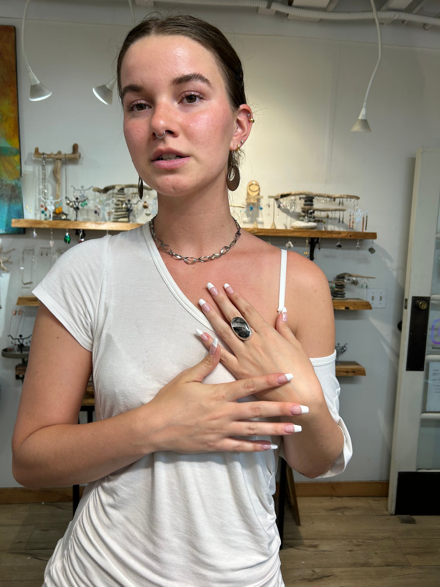 Black and white ring