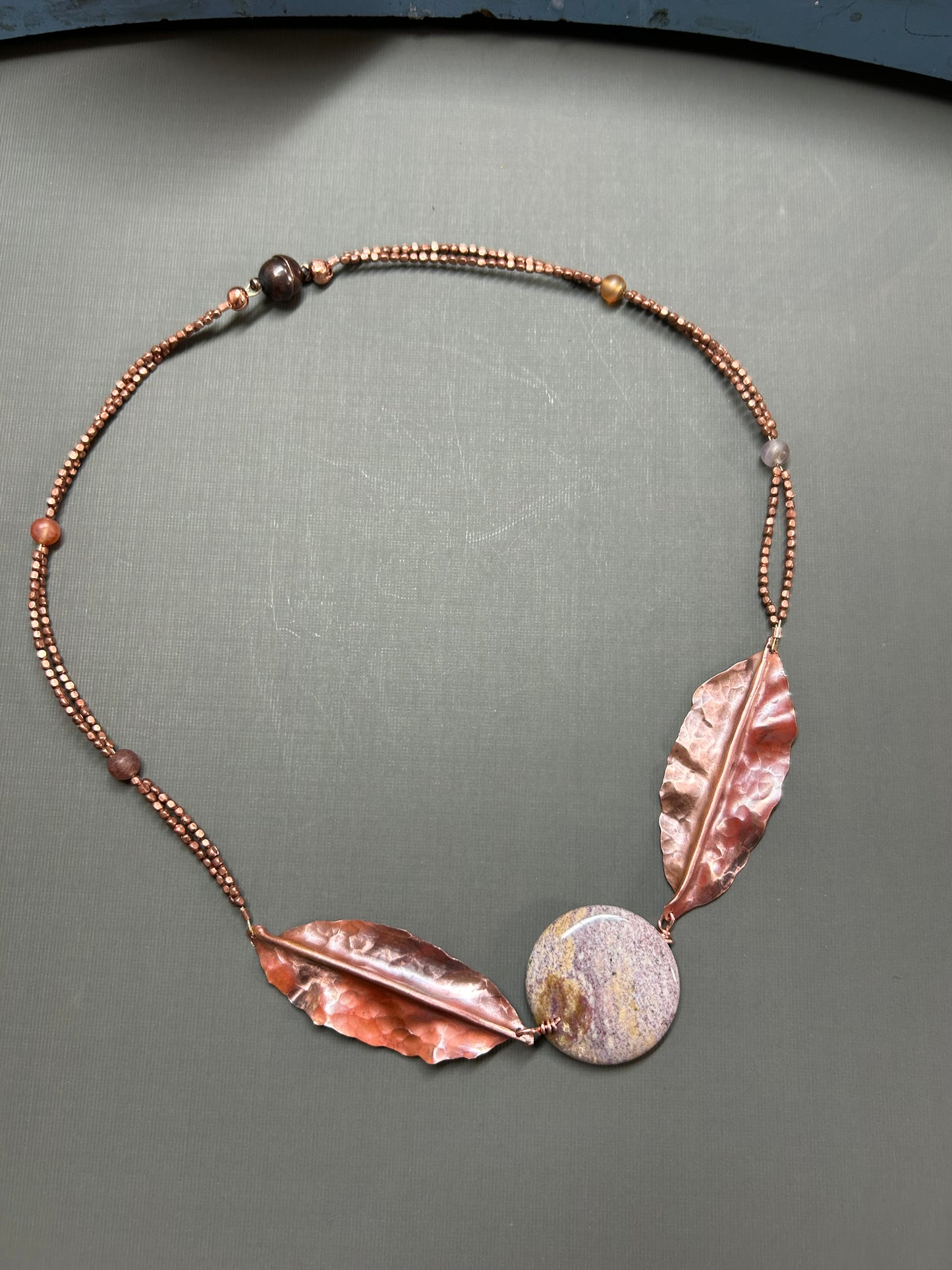 Copper leaves and Jasper necklace