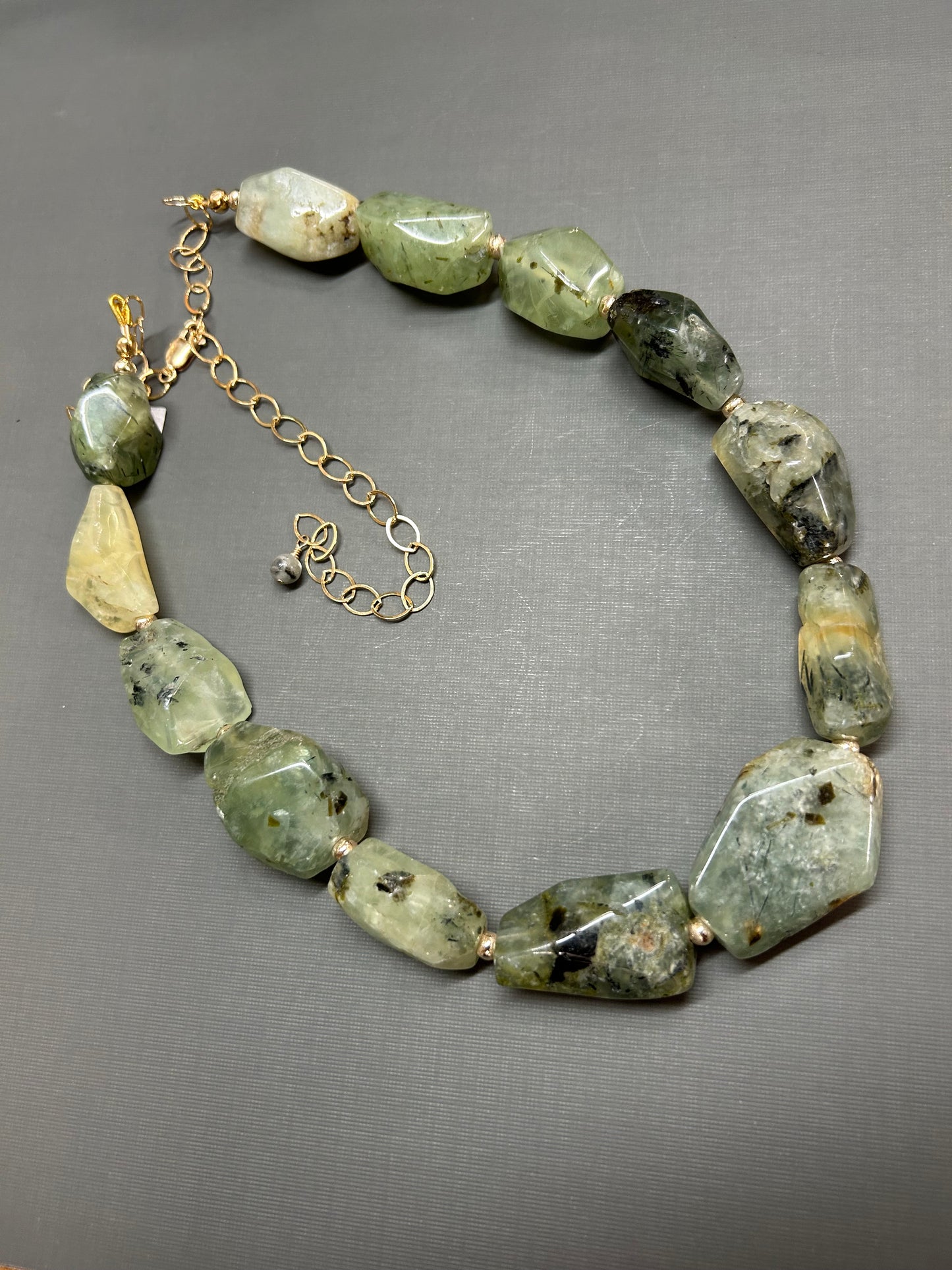 Prehnite green chunky necklace