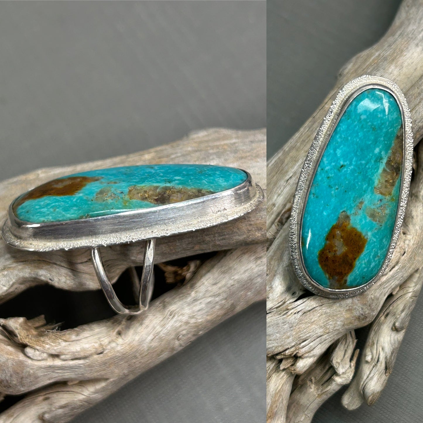 Blue Turquoise ring. Sea and earth