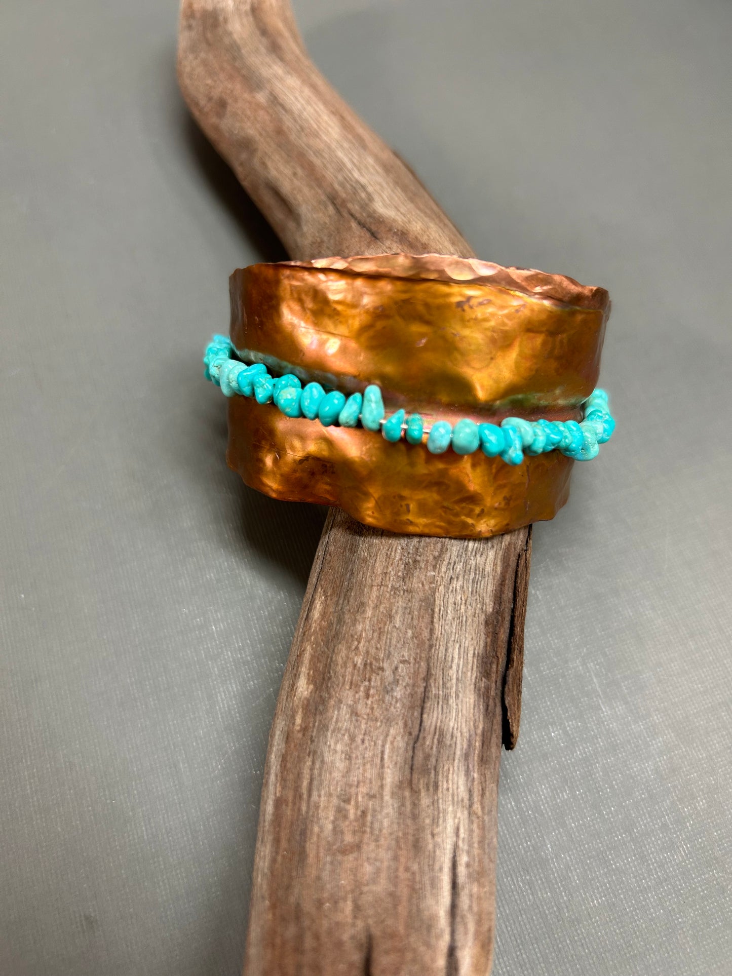 Copper cuff/ blue turquoise