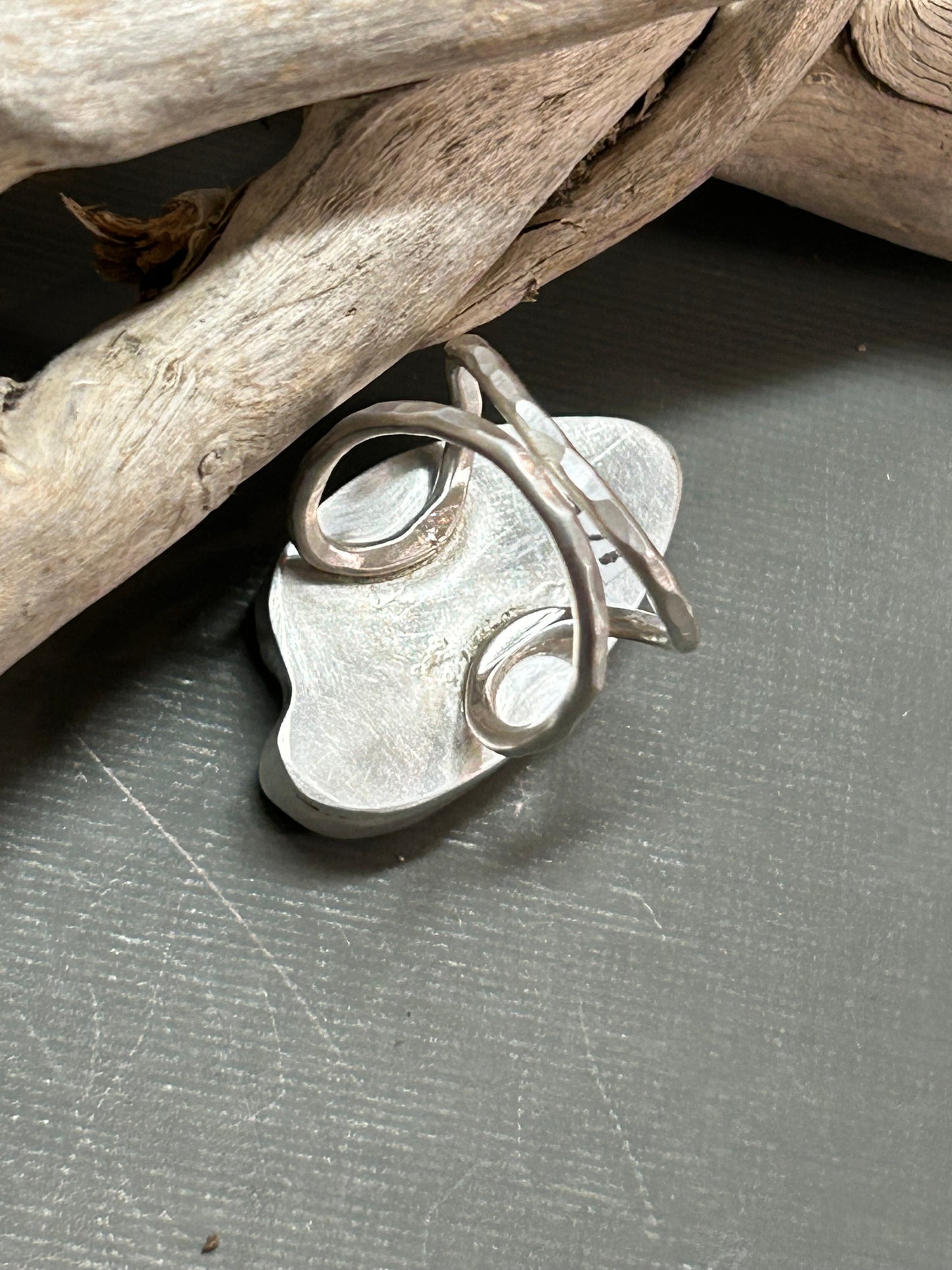 Rhodochrosite pink heart ring