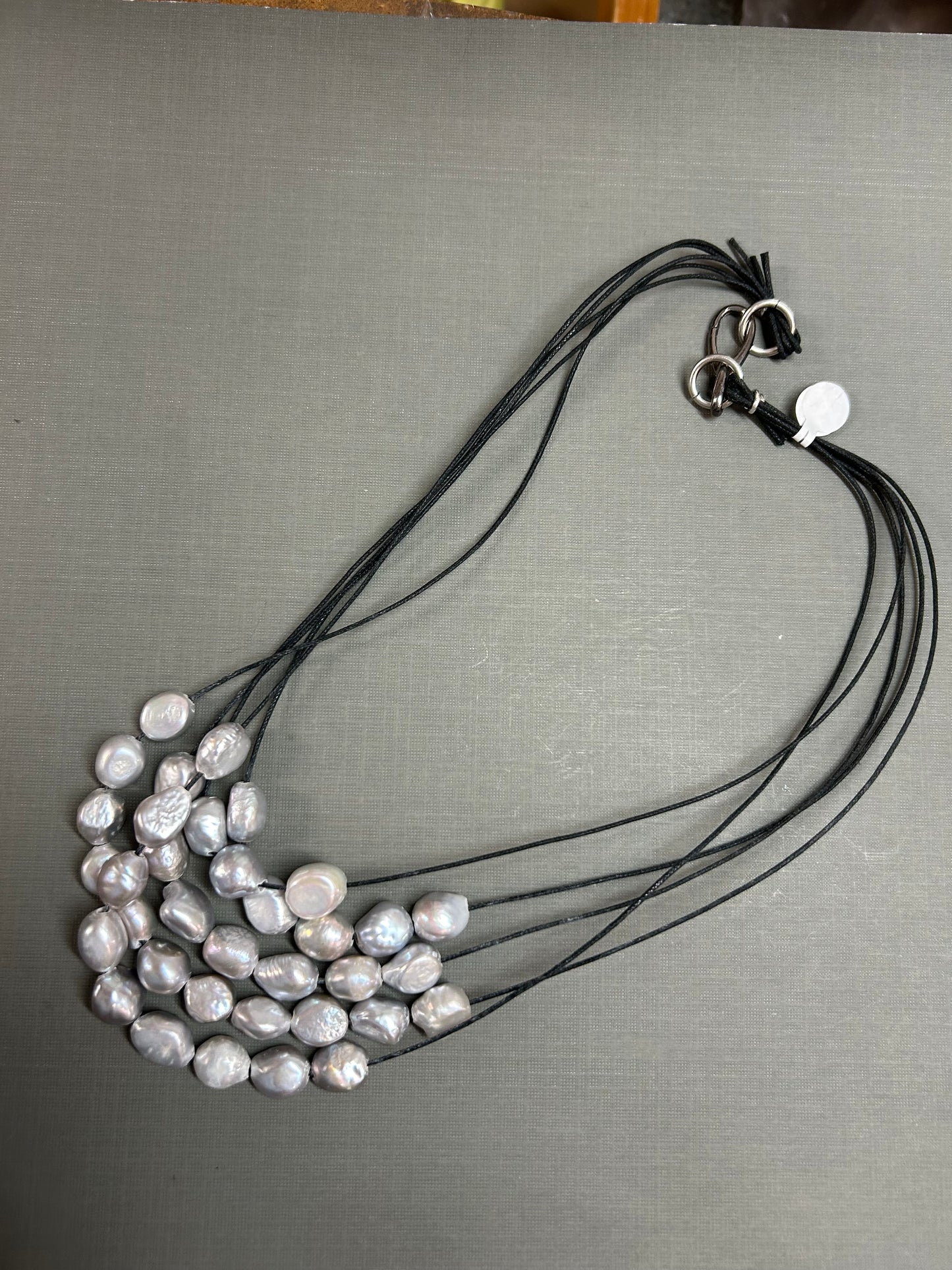 Cluster of Grey pearls-statement necklace