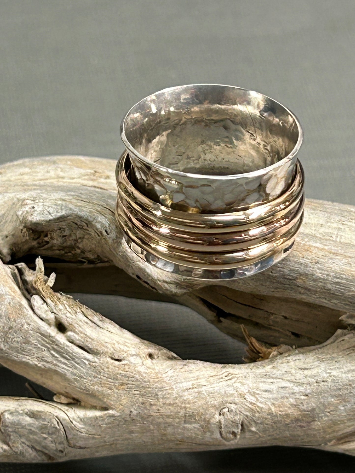 Spinner ring-meditation ring gold and silver