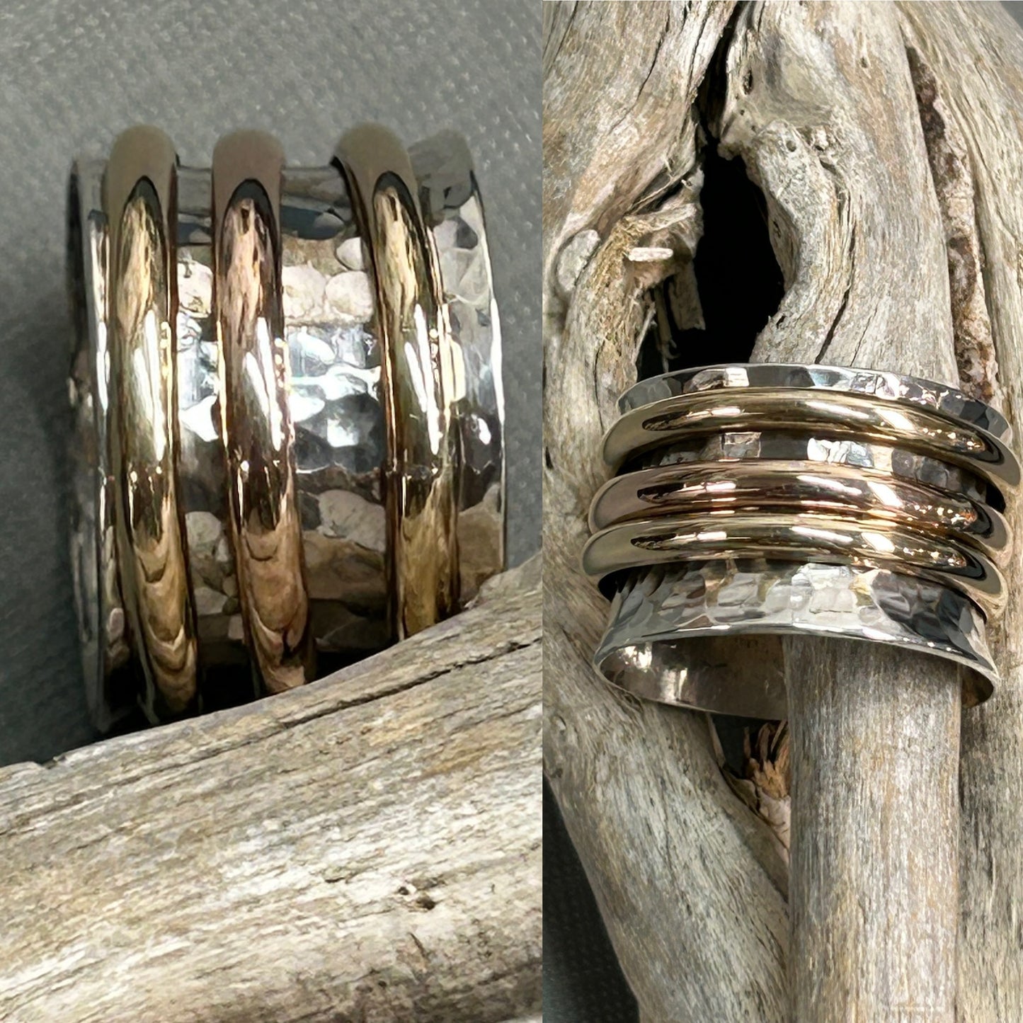 Spinner ring-meditation ring gold and silver