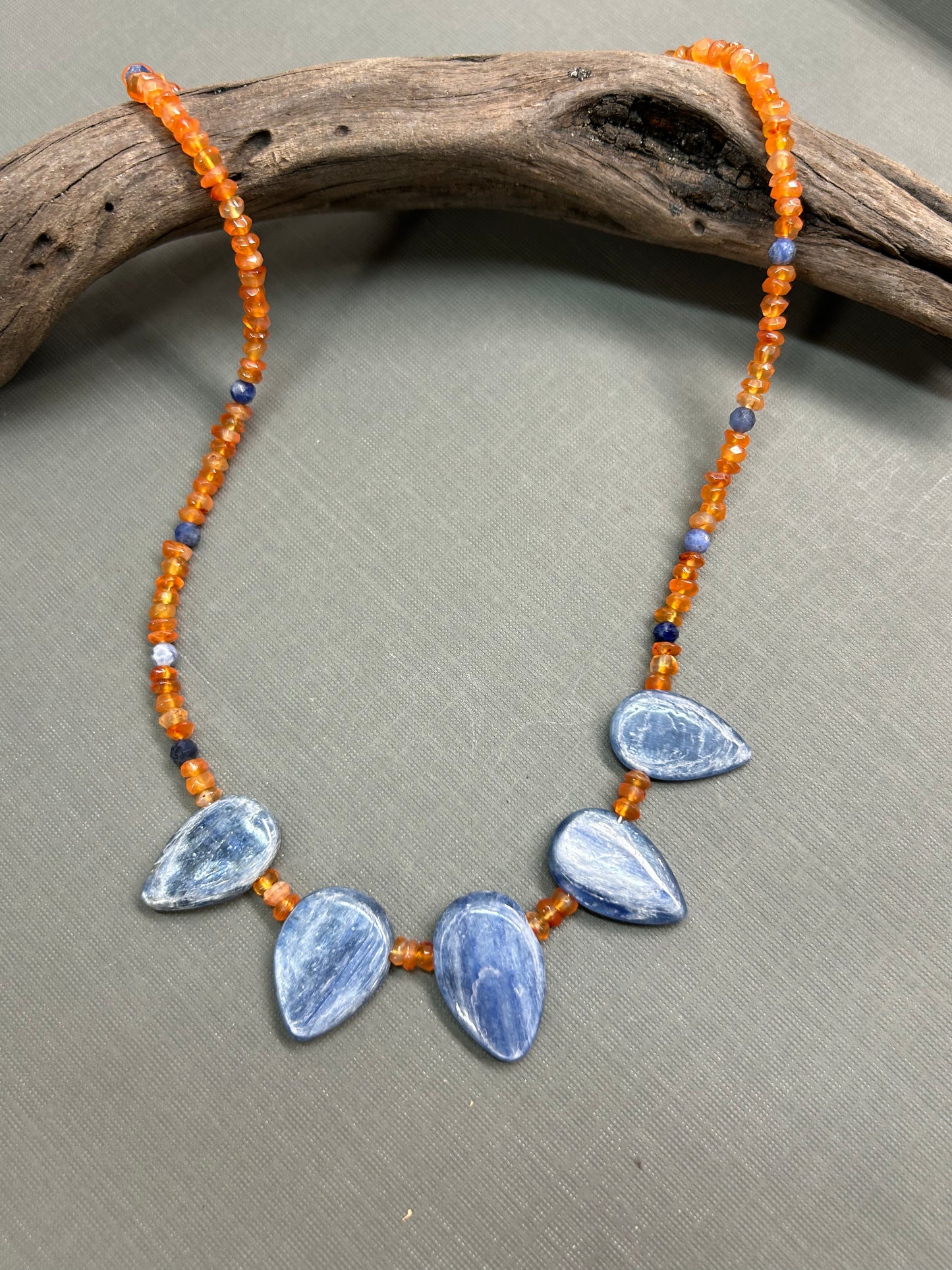 Blue Kyanite drops necklace