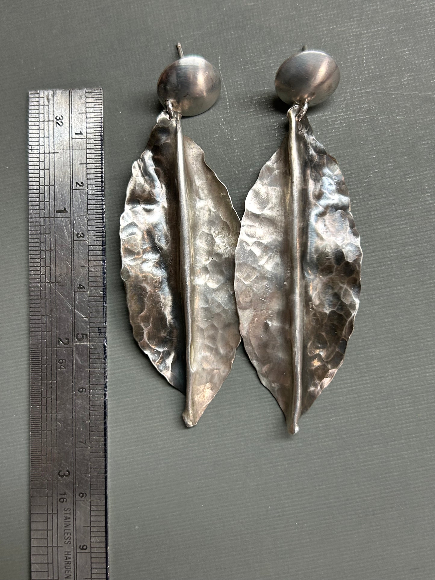 Leaf silver earring studs