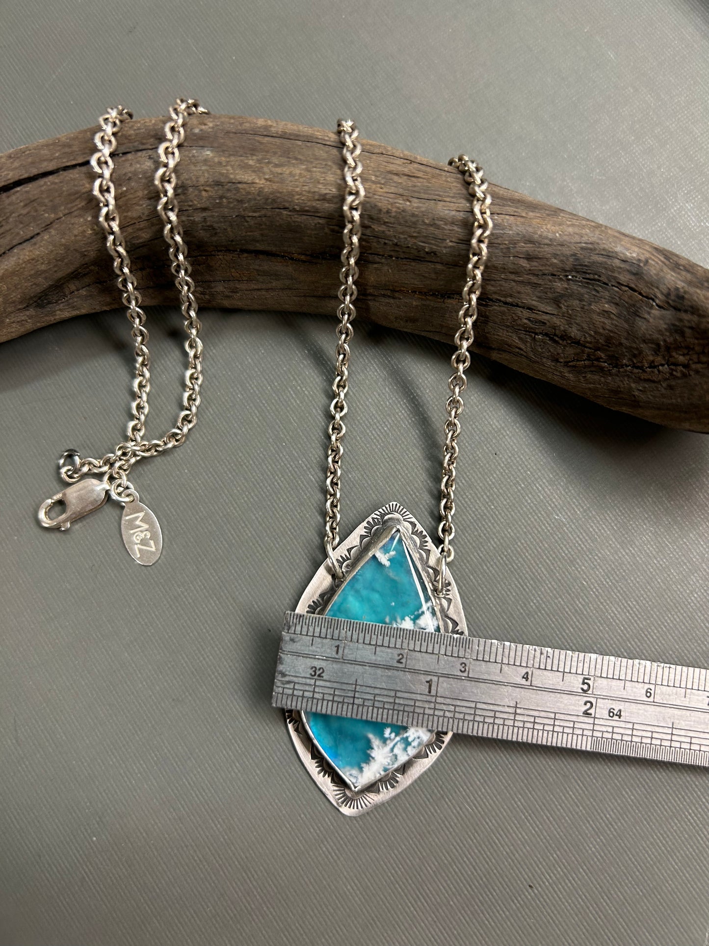 Plume Agate blue sky necklace