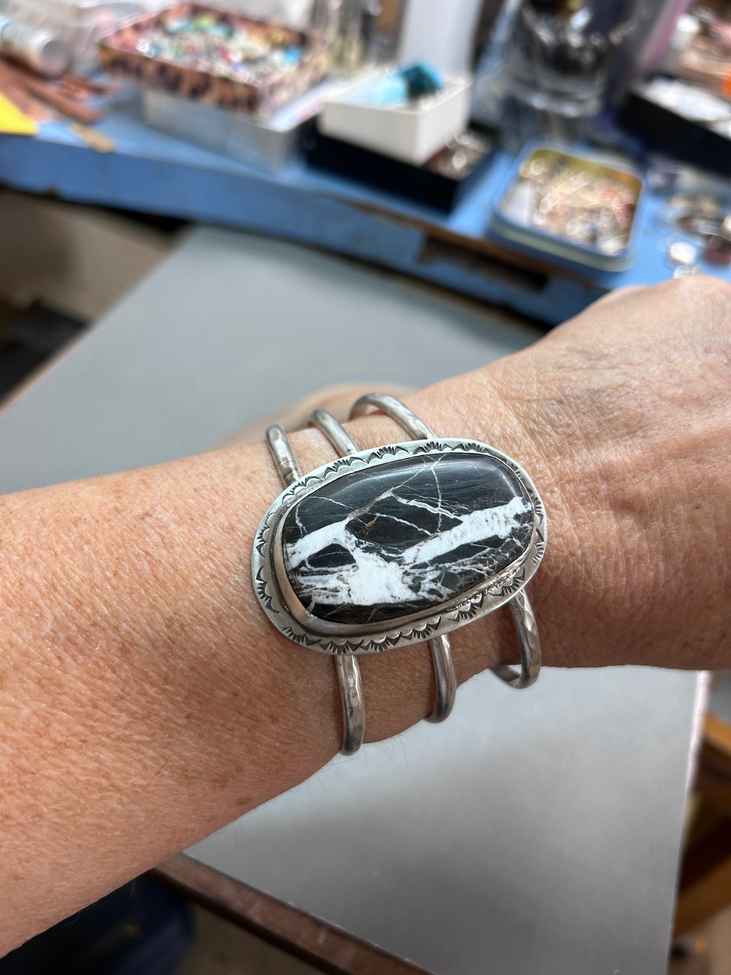 White Buffalo silver cuff