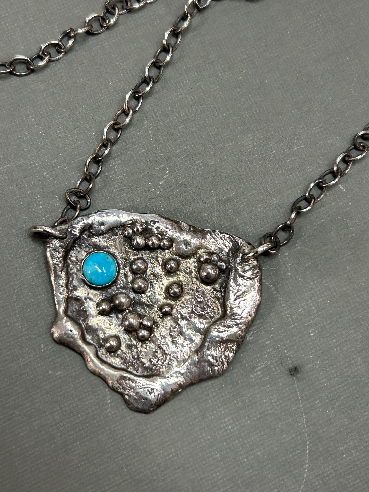 Recycled silver Turquoise necklace