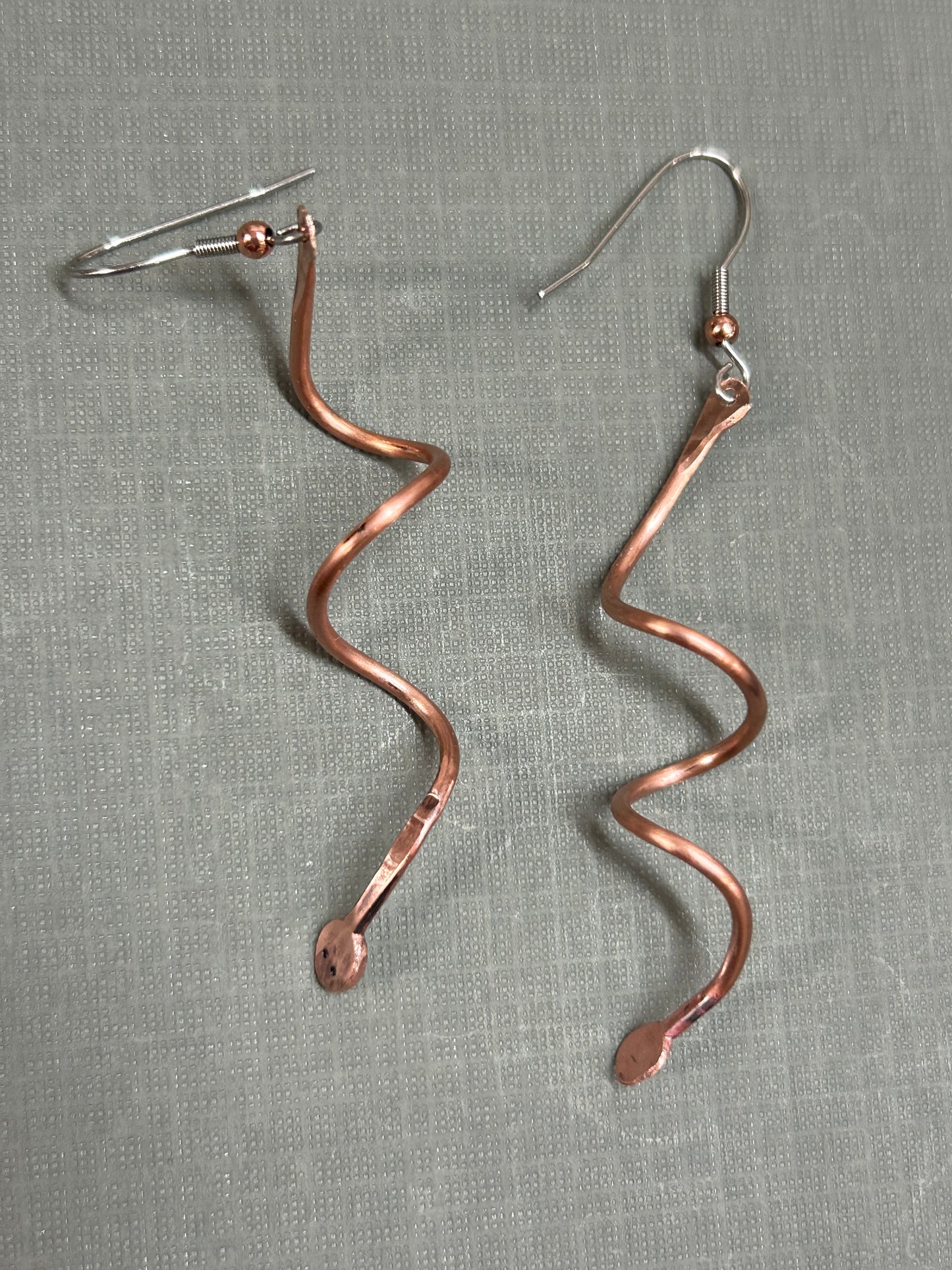 Snake earrings- copper