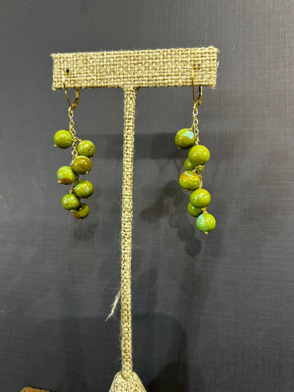 Green Turquoise Sphere earrings-Kinetic