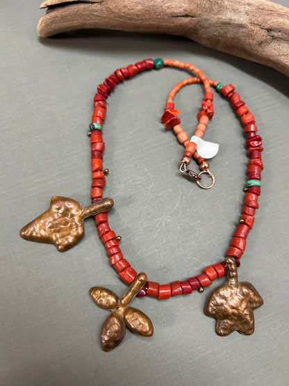Leaves and Coral necklace