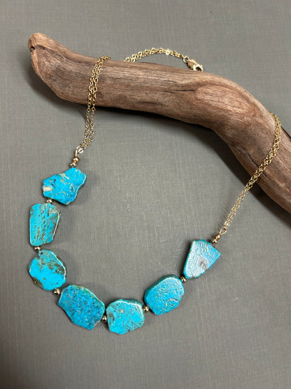 Turquoise necklace Blue slabs