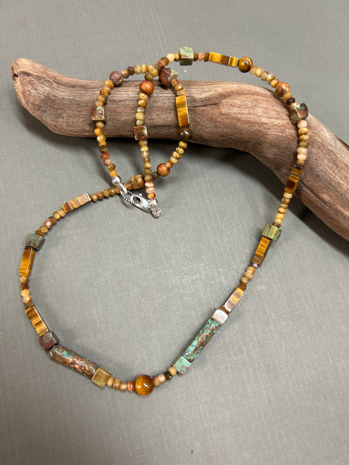 Tigers eye and Turquoise unisex necklace