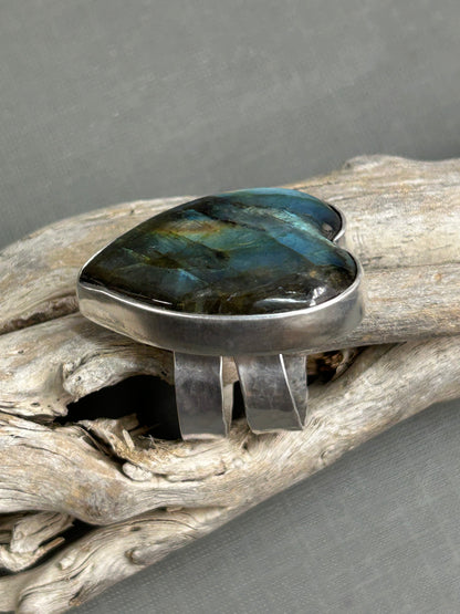 Labradorite Heart Silver Ring