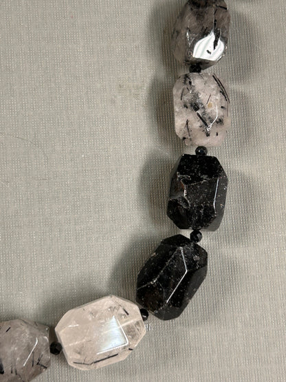 Rutilated Quartz black and white necklace