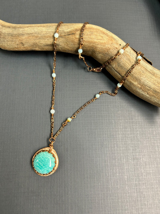 Amazonite in Copper setting, necklace