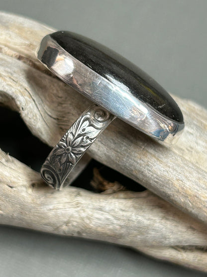 Silver Obsidian ring