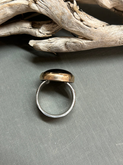 Tiger’s eye bi metal ring