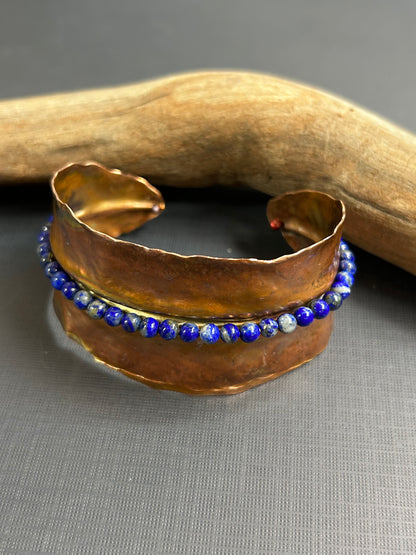 Copper leaf cuff and gemstones