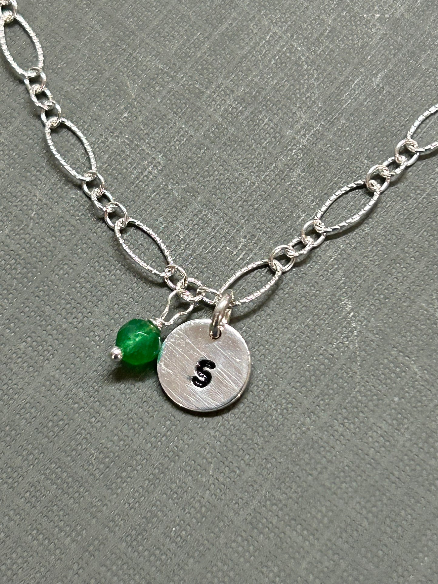 Initial bracelet-sterling silver and Birthstone